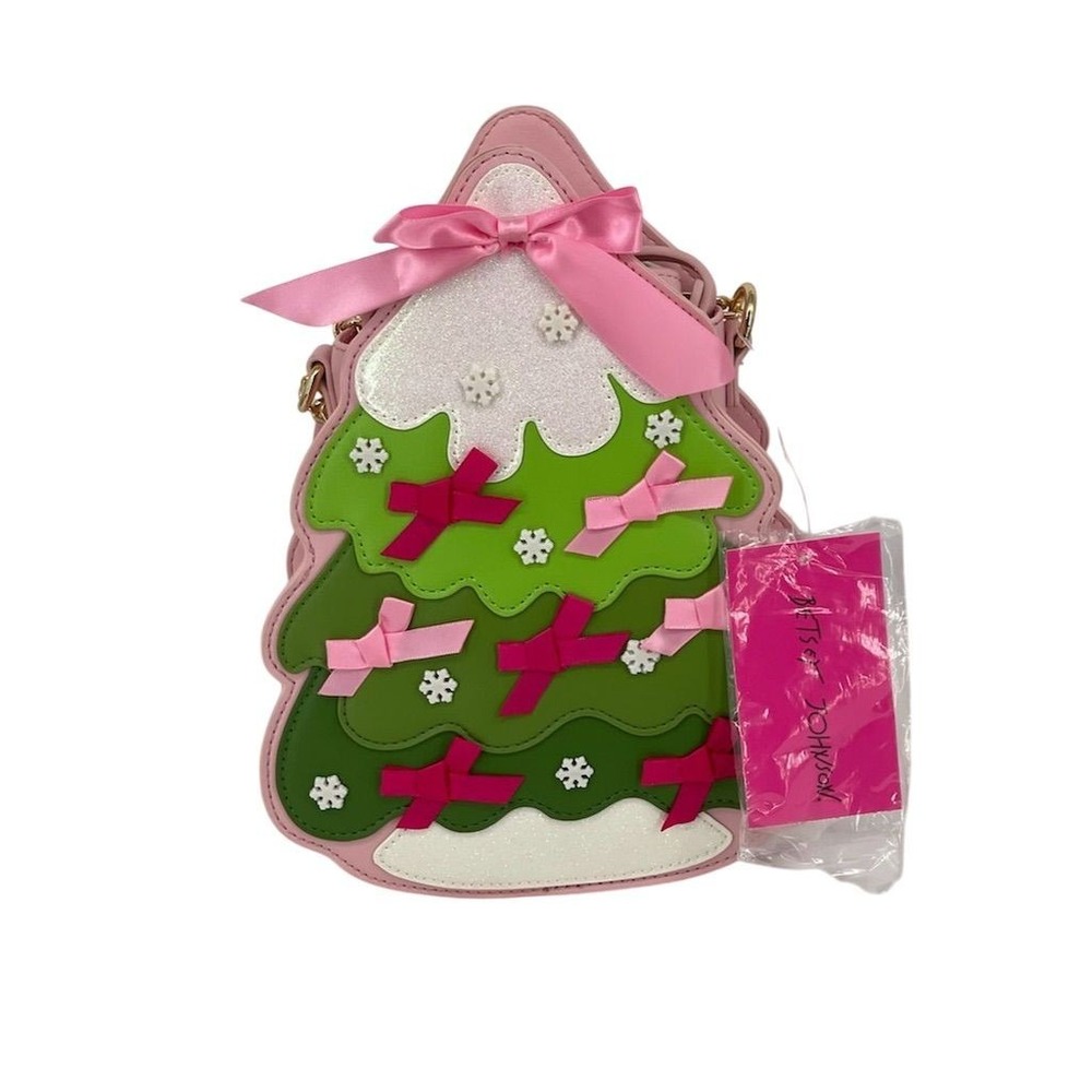 NWT‎ Betsey Johnson Christmas Tree Crossbody Bag Pink Multi Small
